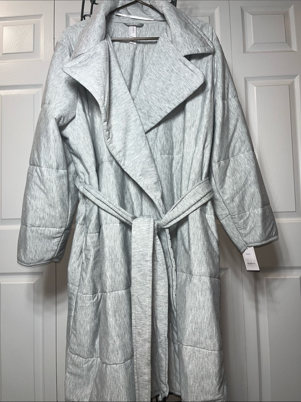 Auden Light Gray Quilted Belted Robe